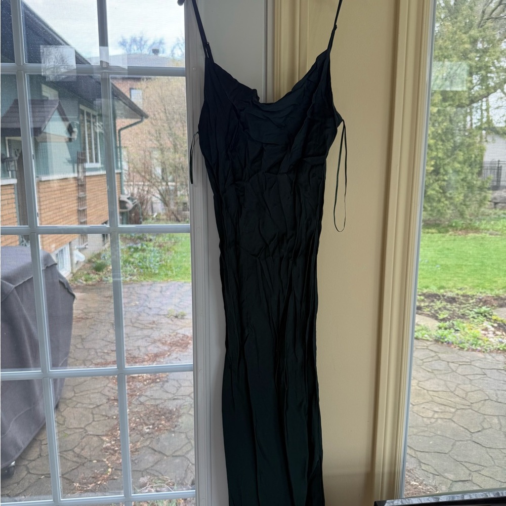 Zara Green Slip Midi Dress Spaghetti Strap